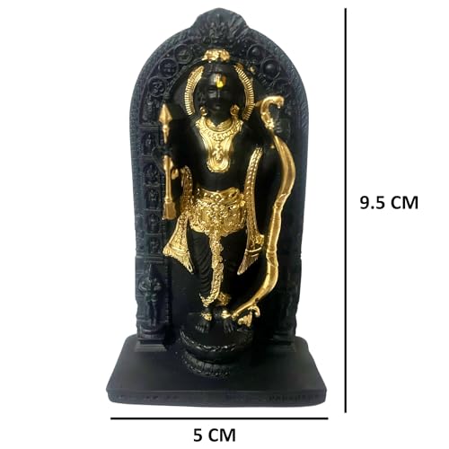 GJ Lord Ram Lalla Idol Figurine Statue for Home, Offic, Shop & Car Decor, Standard Size, Black, Hindu Deity - Image 3