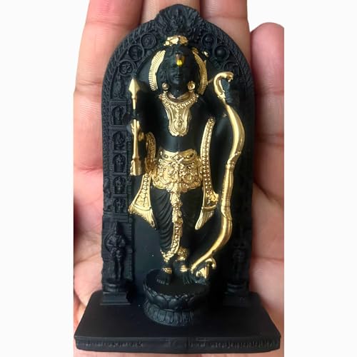 GJ Lord Ram Lalla Idol Figurine Statue for Home, Offic, Shop & Car Decor, Standard Size, Black, Hindu Deity - Image 1