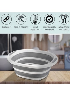 Captaintech 4-in-1 Collapsible Multi-Functional Chopping Board, Foldable Sillicone Washing Up Bowl Vegetable Fruit Strainers Wash Basin Basket, Ice Bucket Sink Bowl Folding Drain Tub, Space Saver (Grey)  - Image 3