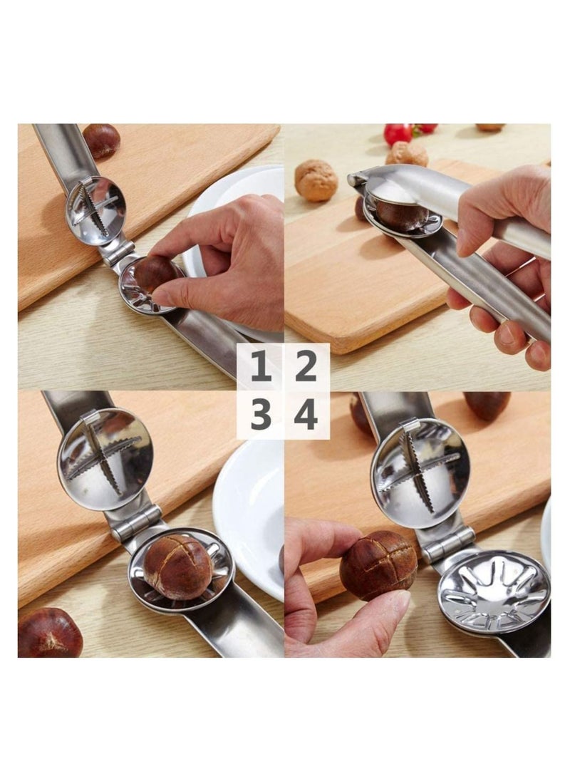 1 Pack Nutcracker Chestnut Clip,304 Stainless Steel Nut er Sheller Walnut Pliers, Kitchen Tools Multifunctional Chestnut Opener Nut Walnut, Stainless Steel Dried Fruit Opener for Kitchen