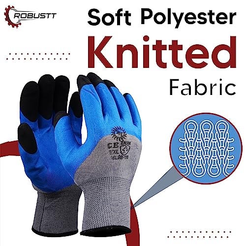 Robustt Nylon Nitrile Half Coated (Back Also) Industrial Safety Hand Gloves (Pack of 20) Anti-Cut | Cut Resistant | Heat Resistant | Industrial Use | for Finger and Hand Protection. - Image 2
