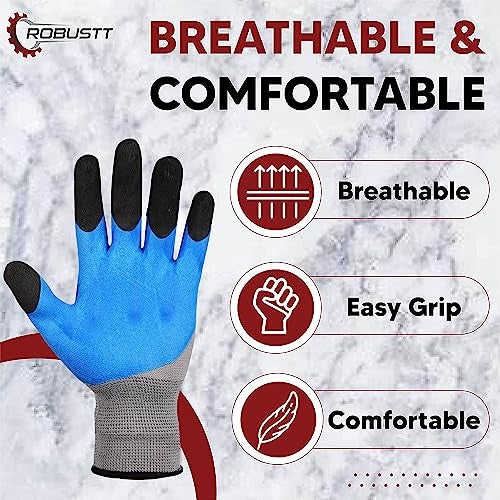 Robustt Nylon Nitrile Half Coated (Back Also) Industrial Safety Hand Gloves (Pack of 20) Anti-Cut | Cut Resistant | Heat Resistant | Industrial Use | for Finger and Hand Protection. - Image 3