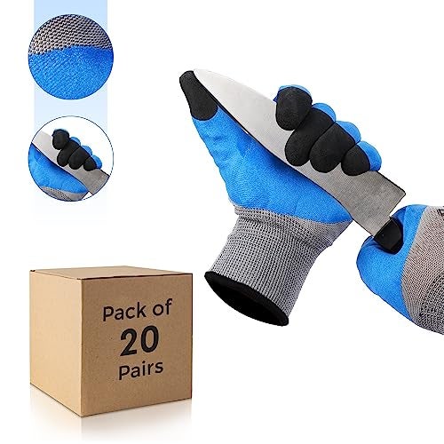 Robustt Nylon Nitrile Half Coated (Back Also) Industrial Safety Hand Gloves (Pack of 20) Anti-Cut | Cut Resistant | Heat Resistant | Industrial Use | for Finger and Hand Protection. - Image 1