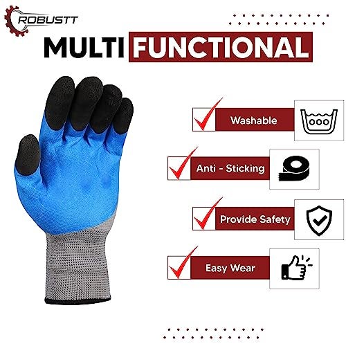Robustt Nylon Nitrile Half Coated (Back Also) Industrial Safety Hand Gloves (Pack of 20) Anti-Cut | Cut Resistant | Heat Resistant | Industrial Use | for Finger and Hand Protection. - Image 4