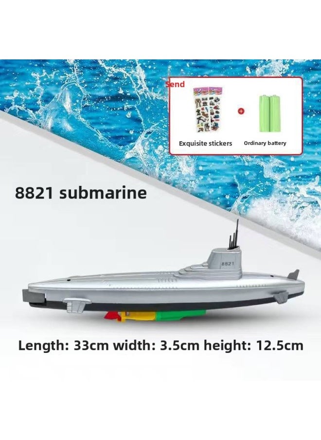 L Mini Six-Way Remote Control Submarine Speedboat Nuclear Submarine Aircraft Carrier Hovercraft Fish Tank Charging Water Toy-Color:8821 Submarine-Specification:Rechargeable Version (rechargeable Battery + Charger)  - Image 1