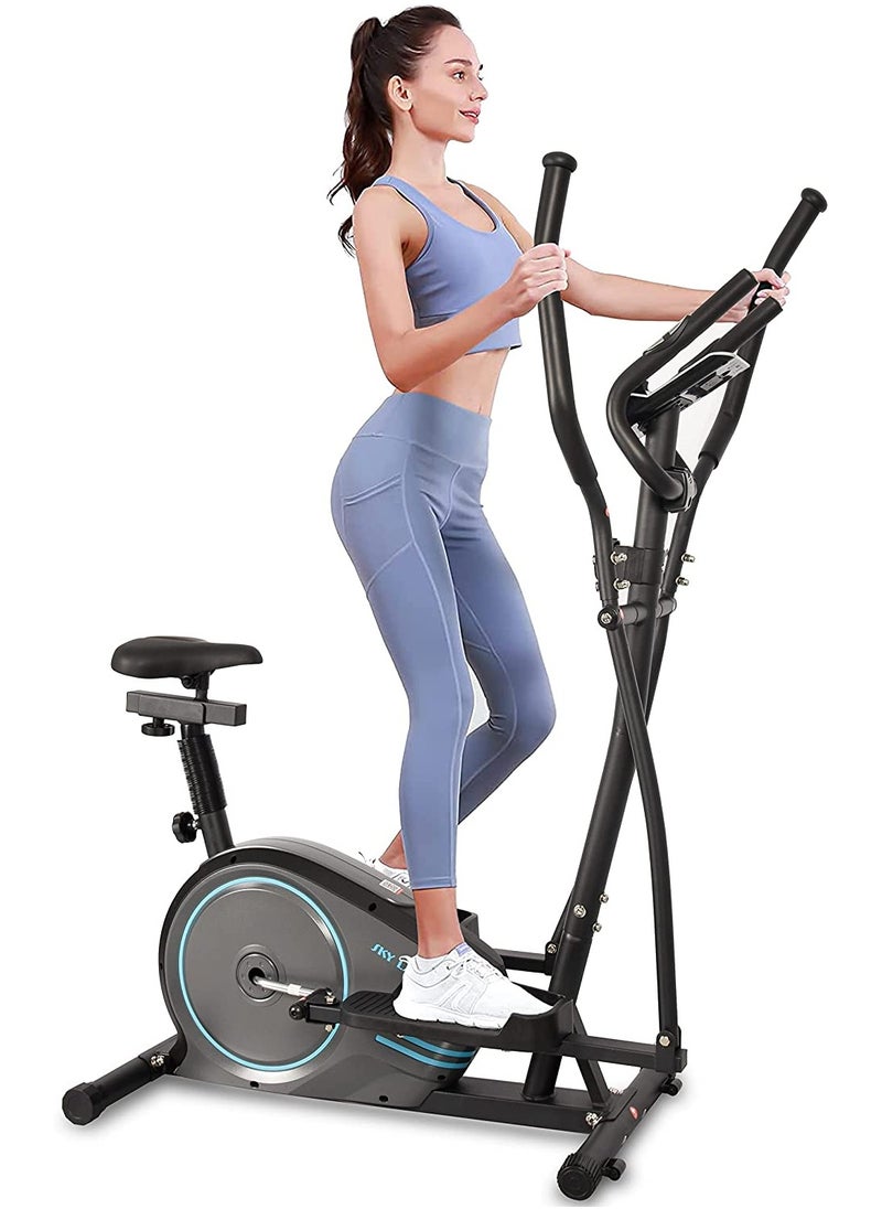 Sky Land - 2-in-1 Elliptical Machine & Exercise Bike | Magnetic Cross Trainer with 8-Level Resistance, Bluetooth & LCD Display for Full-Body Home Cardio Workouts, EM-1563 - Image 1