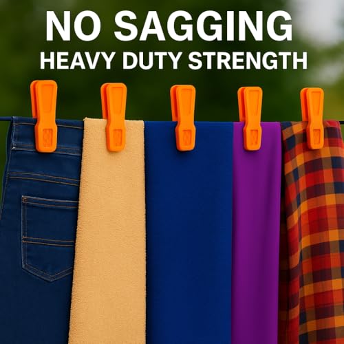 URBAN SELECT ™ Heavy Duty Cloth Drying Rope Combo | 22 Meter Clothesline Wire + 10 Clip Hooks + 1 Multipurpose Cutter | No Sagging | Rust-Proof | Strong Hanging Line for Balcony, Outdoor & Indoor Use - Image 3
