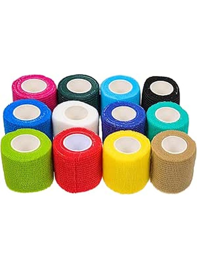 Self Adhesive Cohesive Bandage 5cm X 4.5m 12 Rolls Waterproof Breathable For Pets - Image 1