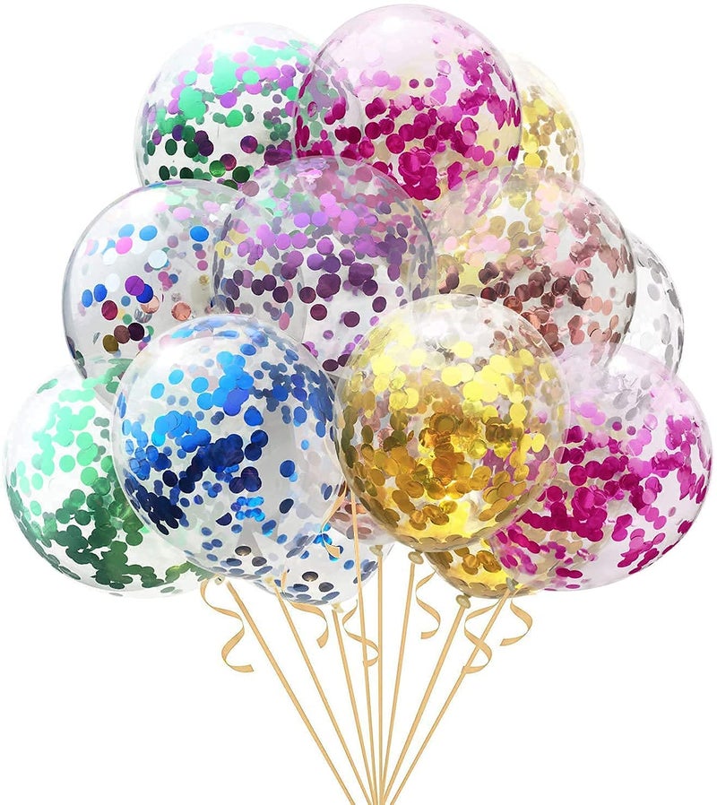 AMFIN® (Pack of 10) Multicolor Confetti Balloons with Matching Ribbion/Confetti Balloons for Decoration/Multicolor Balloons for Birthday Decoration/Confetti Balloons for Cake - Multicolor - Image 2