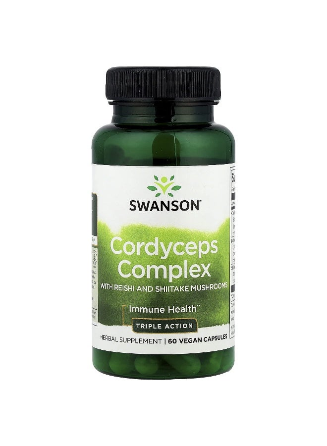 SWANSON سوانسون، مركب كورديسيبس مع فطر الريشي والشيتاكي، 60 كبسولة نباتية - Image 1