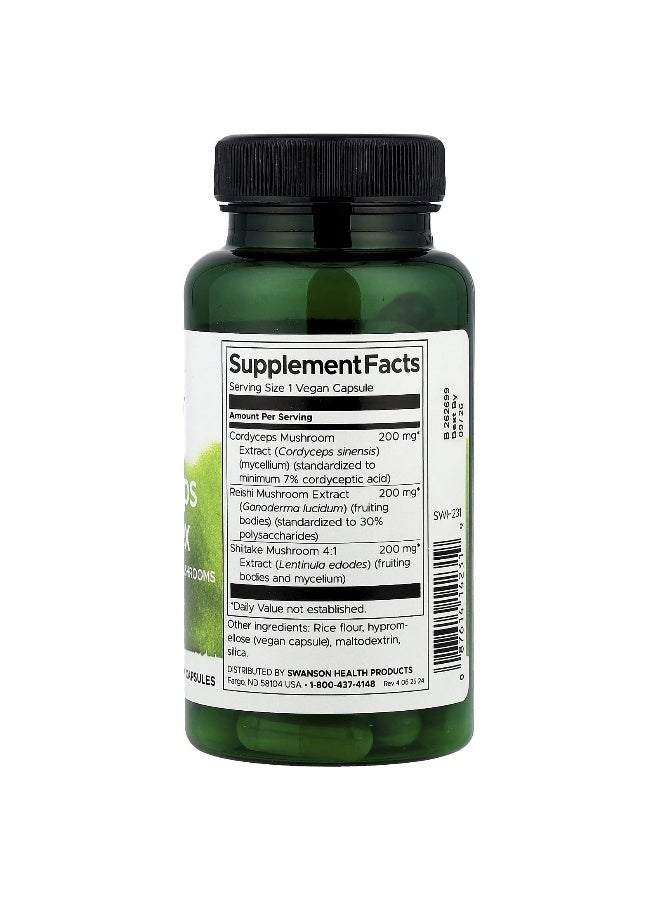SWANSON سوانسون، مركب كورديسيبس مع فطر الريشي والشيتاكي، 60 كبسولة نباتية - Image 2