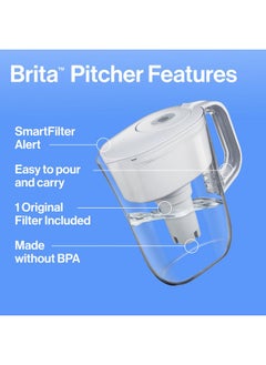 BRITA Brita Water Filter Pitcher for Tap and Drinking Water with 1 Standard Filter, Lasts 2 Months, 6-Cup Capacity, BPA Free, White  - Image 2