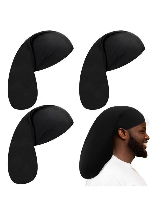 Tatuo 4 Pieces Unisex Jumbo Dreadlock Cap Long Hair Dreads Head Wrap Sleeping Cap Hair Accessories Sleep Bonnet for Men Women (Black) - Image 1