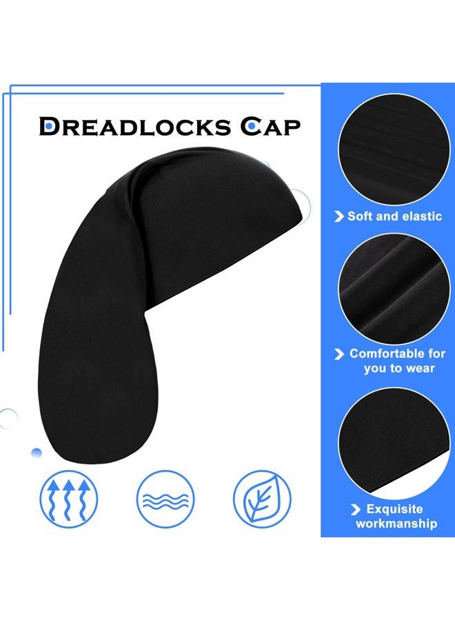 Tatuo 4 Pieces Unisex Jumbo Dreadlock Cap Long Hair Dreads Head Wrap Sleeping Cap Hair Accessories Sleep Bonnet for Men Women (Black) - Image 4