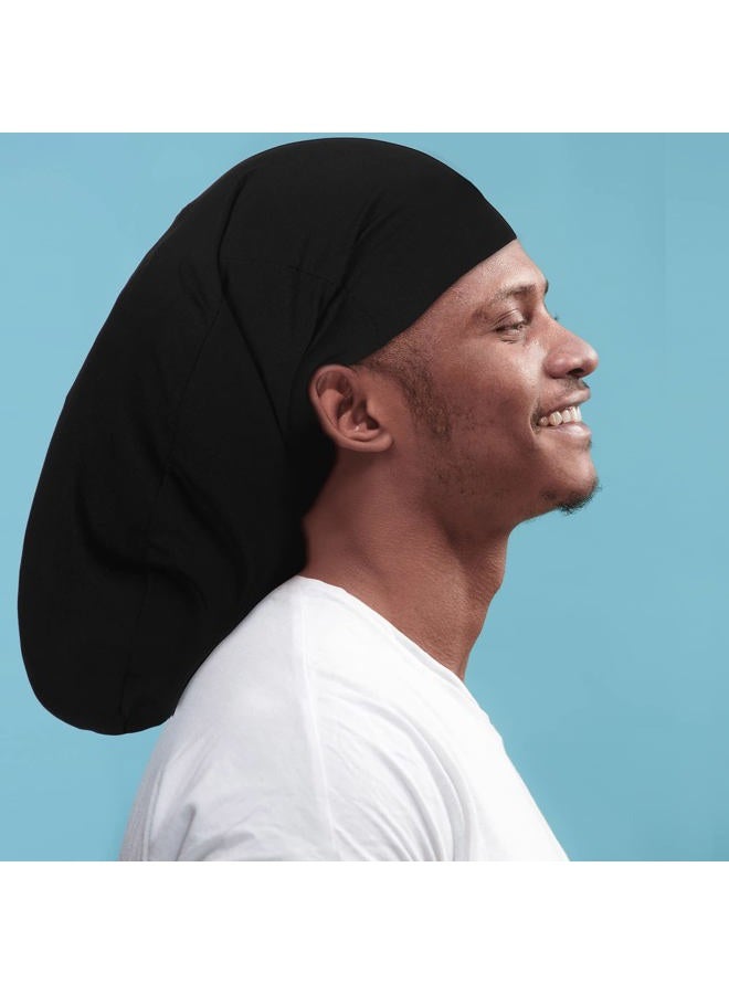 Tatuo 4 Pieces Unisex Jumbo Dreadlock Cap Long Hair Dreads Head Wrap Sleeping Cap Hair Accessories Sleep Bonnet for Men Women (Black) - Image 3