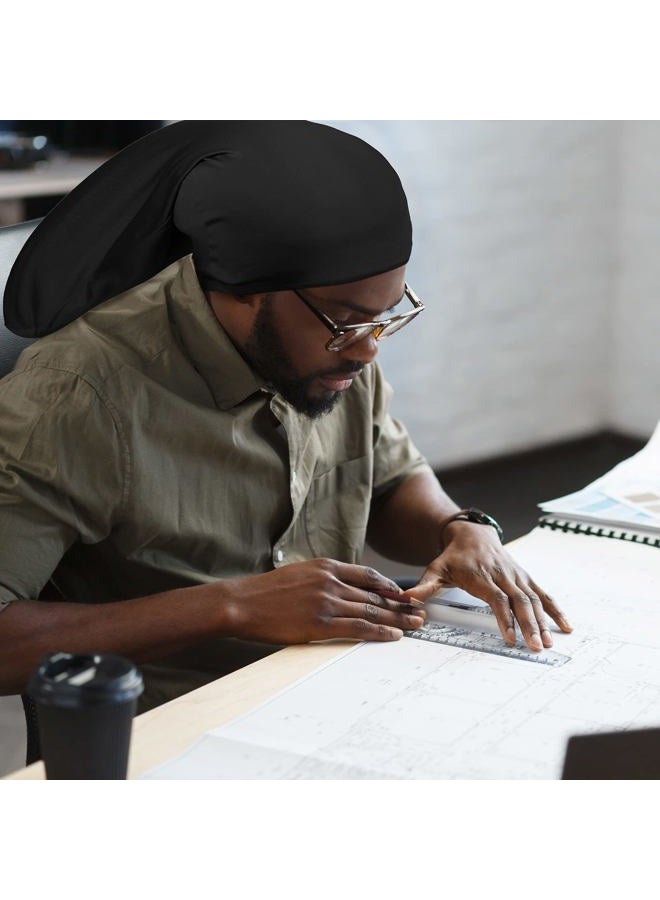 Tatuo 4 Pieces Unisex Jumbo Dreadlock Cap Long Hair Dreads Head Wrap Sleeping Cap Hair Accessories Sleep Bonnet for Men Women (Black) - Image 5