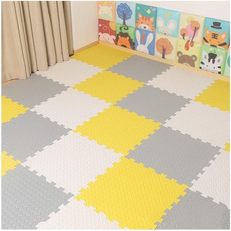 SIGNATRON Puzzle Flooring || Kids Interlocking Play mat || Shops Mat || House Flooring || Play mats for Kids || 12 MM Thick (6 Tiles - 24 Sq Ft, Yellow - Grey - White) - Image 2