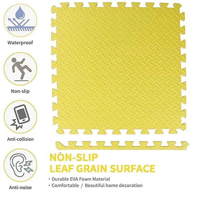 SIGNATRON Puzzle Flooring || Kids Interlocking Play mat || Shops Mat || House Flooring || Play mats for Kids || 12 MM Thick (6 Tiles - 24 Sq Ft, Yellow - Grey - White) - Image 3