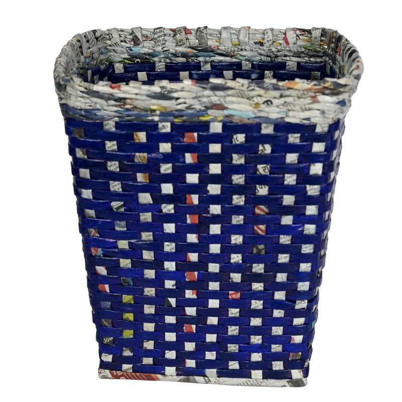Sonas Creation Paperus Standard Size 11 Inch TALL & 10 Liter, Blue, Trapezoid, Waste Basket, Dustbin, Trashcan, Indoor Planter, Open Top Eco-friendly Handmade of Paper Ropes - Image 3