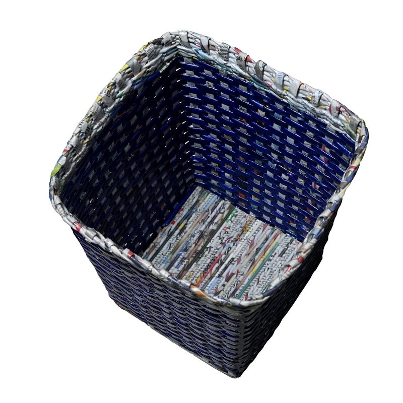 Sonas Creation Paperus Standard Size 11 Inch TALL & 10 Liter, Blue, Trapezoid, Waste Basket, Dustbin, Trashcan, Indoor Planter, Open Top Eco-friendly Handmade of Paper Ropes - Image 4