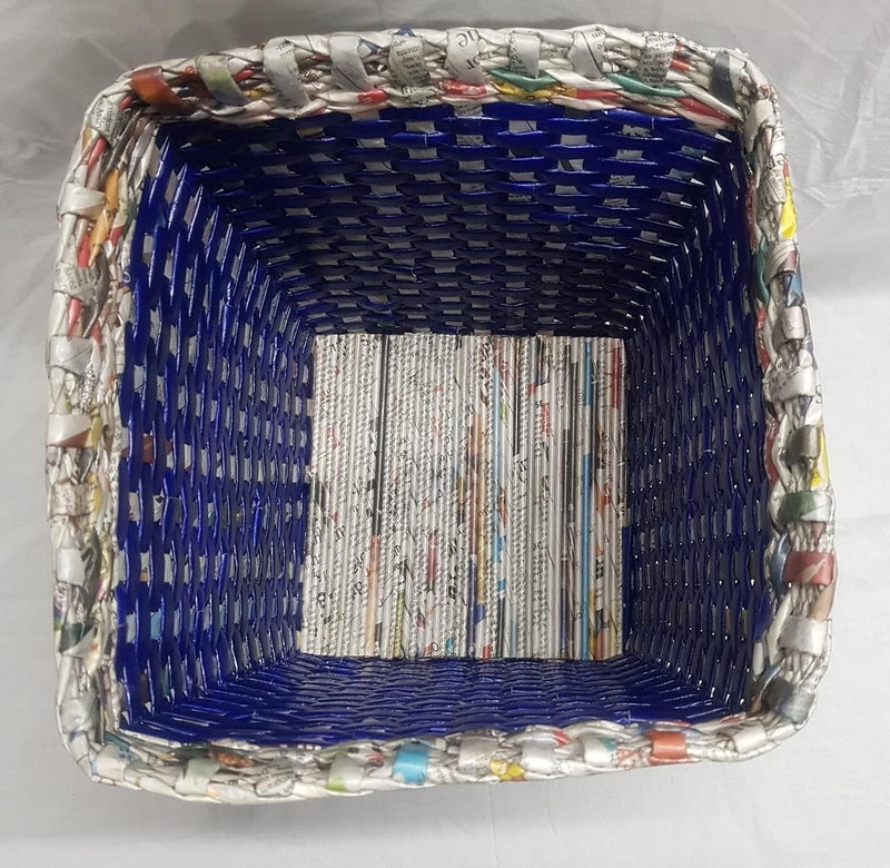 Sonas Creation Paperus Standard Size 11 Inch TALL & 10 Liter, Blue, Trapezoid, Waste Basket, Dustbin, Trashcan, Indoor Planter, Open Top Eco-friendly Handmade of Paper Ropes - Image 5