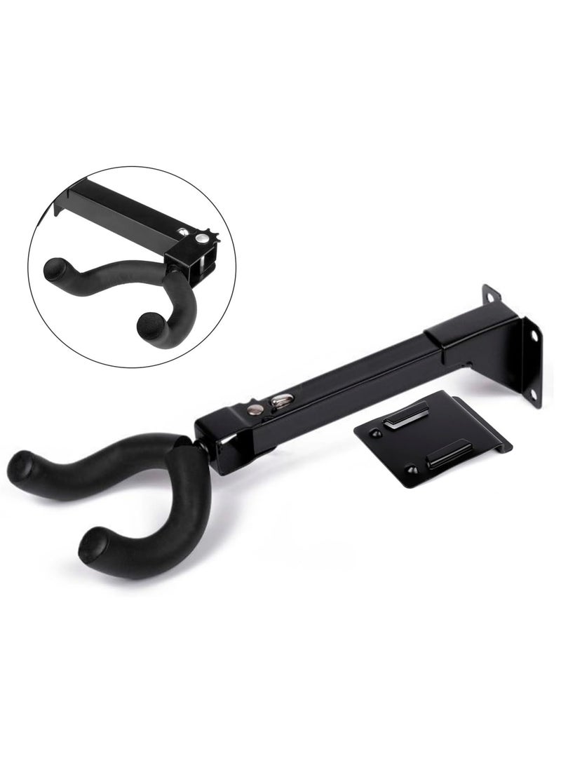 Mike Music Guitar Wall Mount 1 PCS - Guitar Wall Hanger with Slat Adapter - Guitar Hanger Wall Mount 180° for Acoustic Electric Bass Classical Ukulele Guitars - Image 1