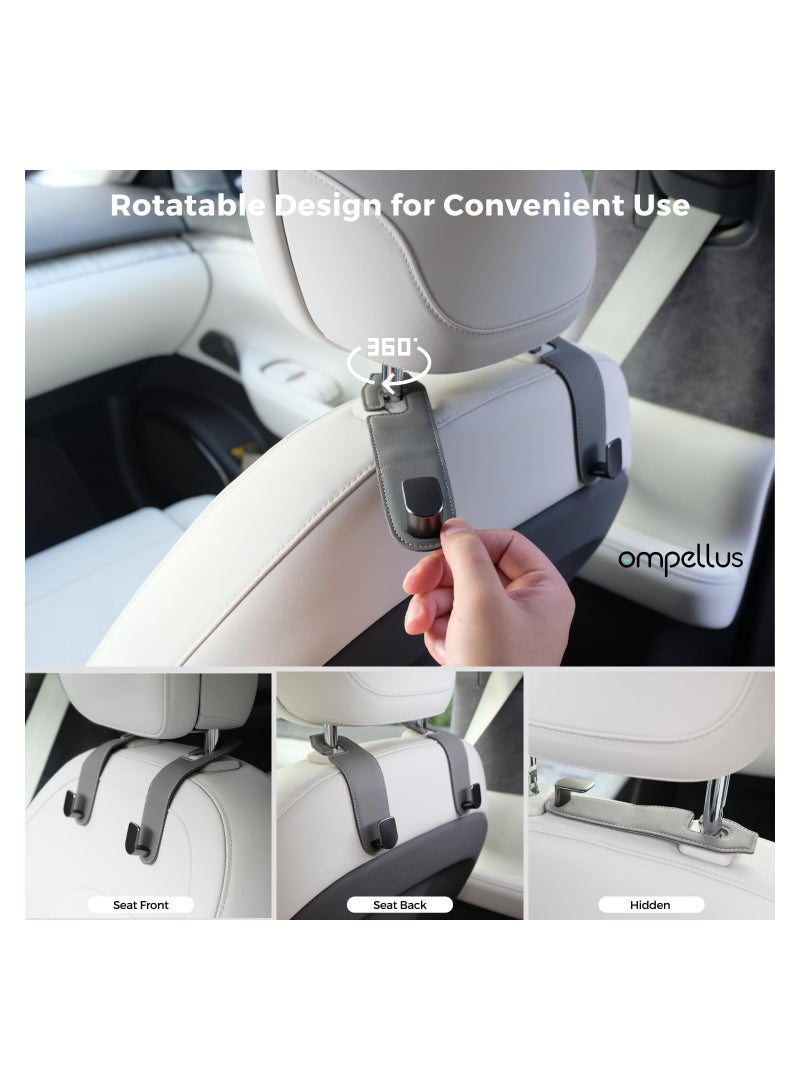SYOSI Headrest Hooks for Car, Universal Leather Car Purse Holder for Grocery Bag Coats Umbrellas Handbag, Car Hooks Car Organization Accessories, 2 Pcs - Image 3