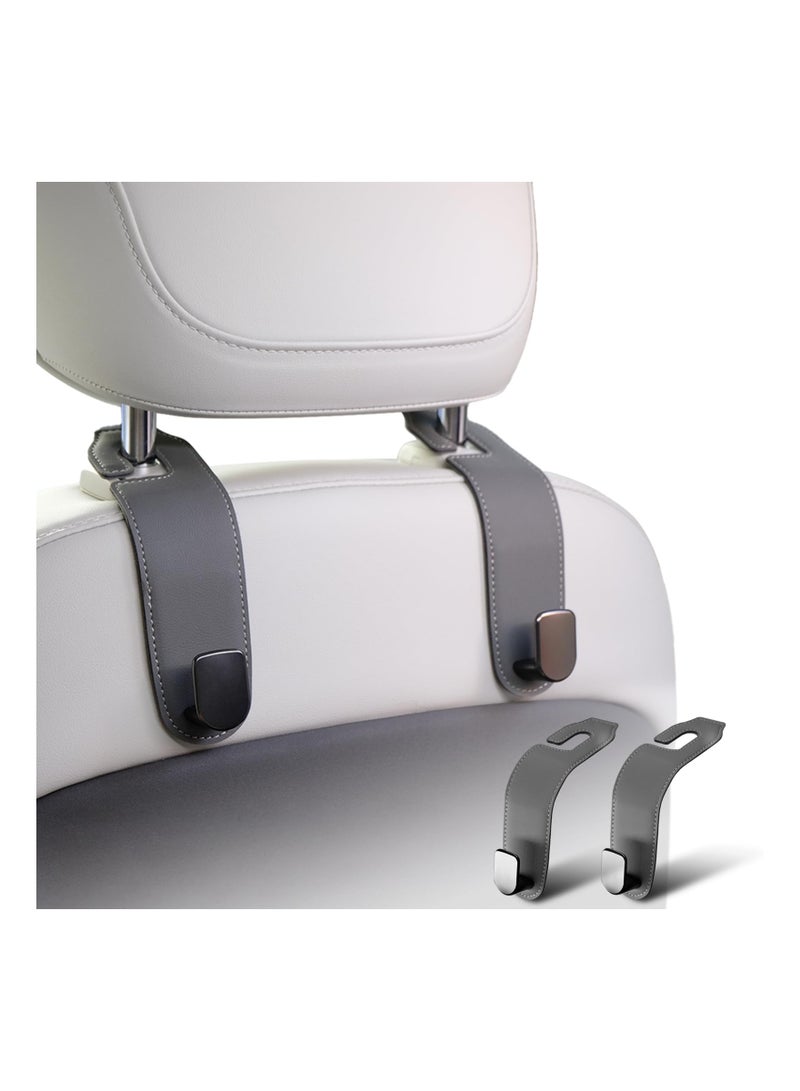 SYOSI Headrest Hooks for Car, Universal Leather Car Purse Holder for Grocery Bag Coats Umbrellas Handbag, Car Hooks Car Organization Accessories, 2 Pcs - Image 1