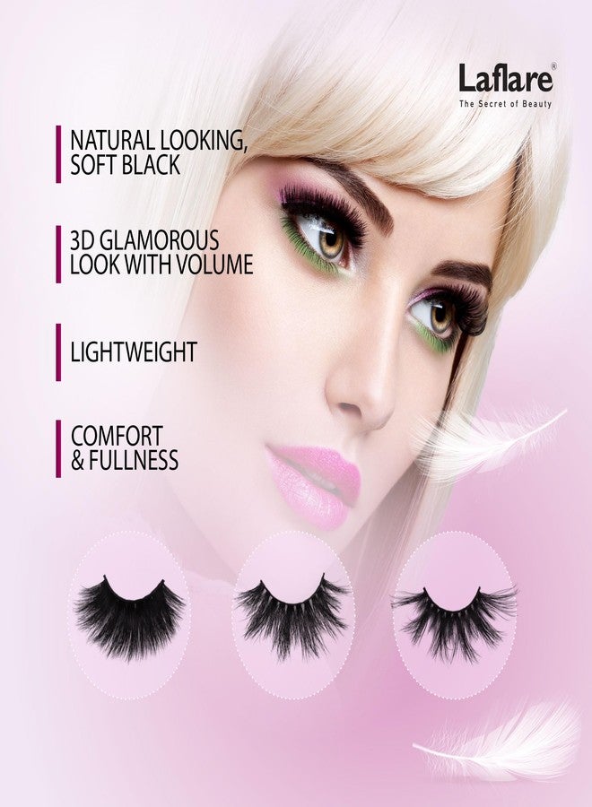 Laflare 3D NY MAX VOLUME 20-25mm Long Dramatic Styles, 100% Real Mink Hair Lashes, Luxury Makeup, Natural, Light, Trendy, Variety, Reusable, Multi-Layered 3 Pairs Value Pack Lashes - Image 3
