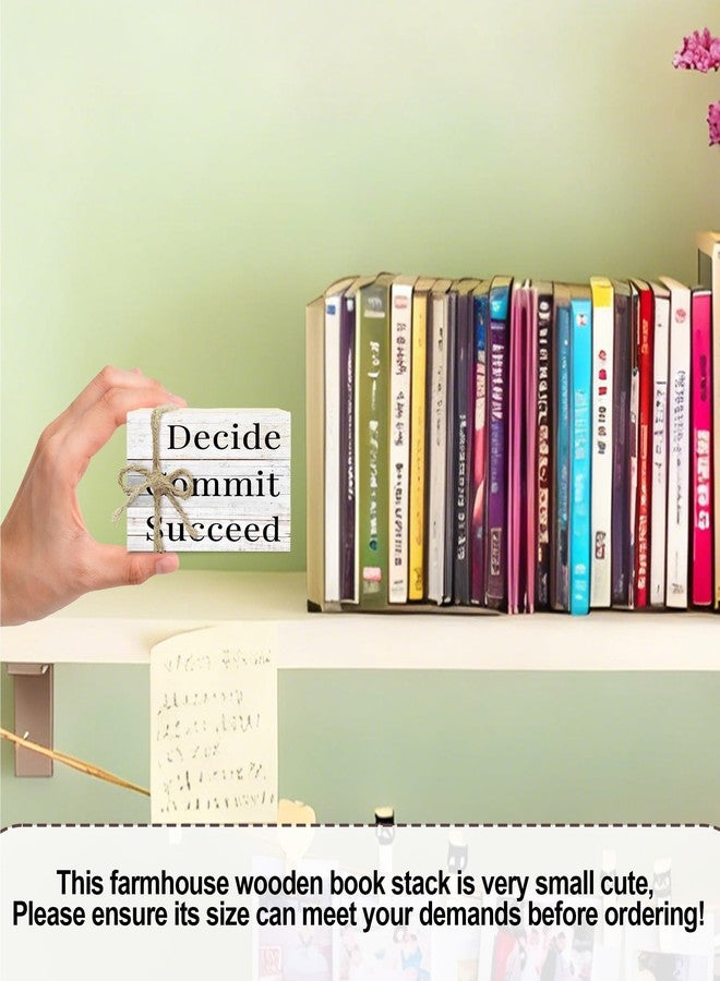 كتب ديكور للمنزل، مجموعة كتب خشبية لتزيين الطاولة، كتب ديكور "قرر، التزم، انجح" لغرفة المعيشة، رف الكتب، المكتب، ركن القهوة، ديكور كتب ريفية مكدسة (L14) - Image 2