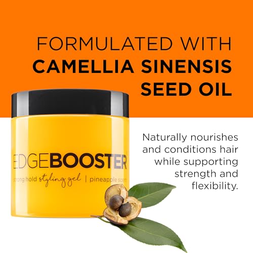 Style Factor EDGE BOOSTER® Strong Hold Styling Gel | Alcohol-Free Hair Gel with Camellia Sinensis Seed Oil for Curly, Wavy & Sleek Styles | Frizz Control, Long-Lasting and Flexible Hold (16.9oz) - Image 3