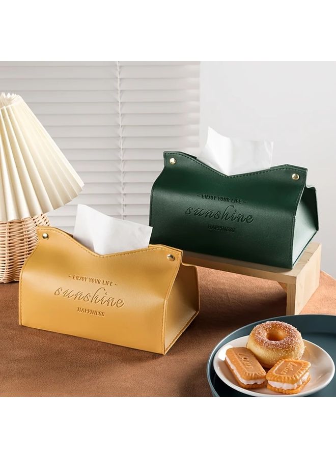 Yellow Modern Tissue Box Holder Minimalist Design For Living Room Kitchen - Image 3