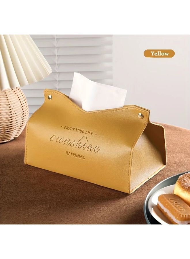 Yellow Modern Tissue Box Holder Minimalist Design For Living Room Kitchen - Image 1