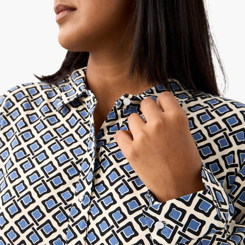 Ulla Popken Plus Size Ulla Popken All-Over Print Shirt