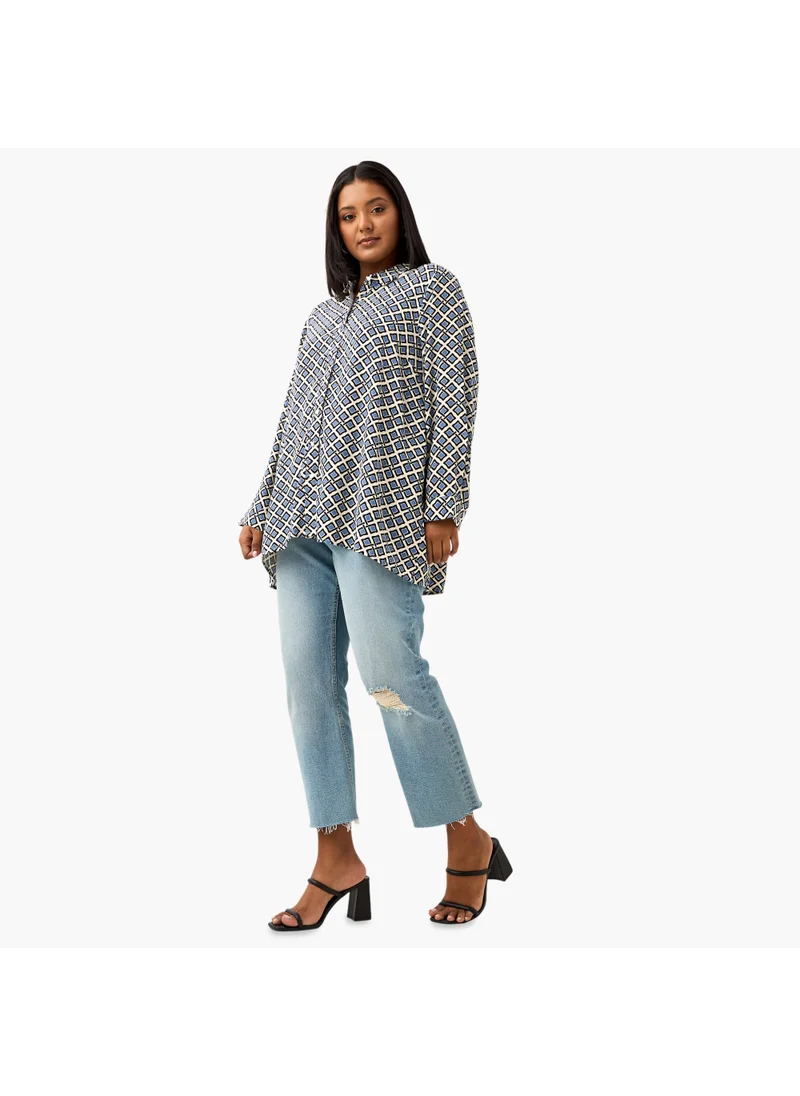 Ulla Popken Plus Size Ulla Popken All-Over Print Shirt