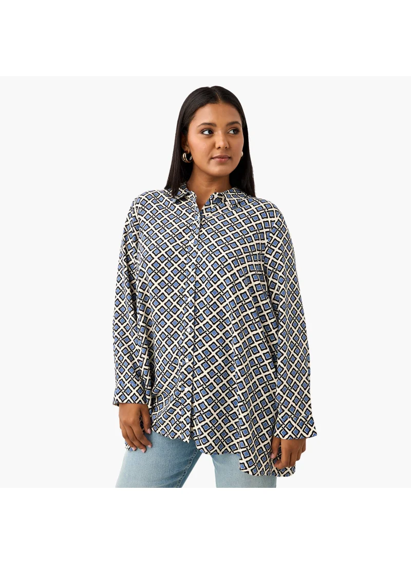 Ulla Popken Plus Size Ulla Popken All-Over Print Shirt