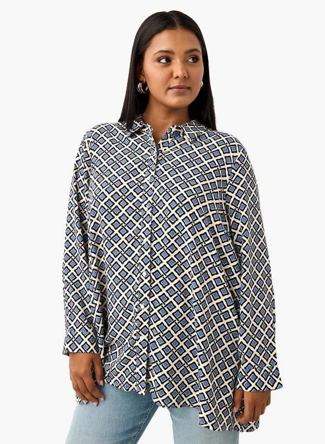 Ulla Popken Plus Size Ulla Popken All-Over Print Shirt