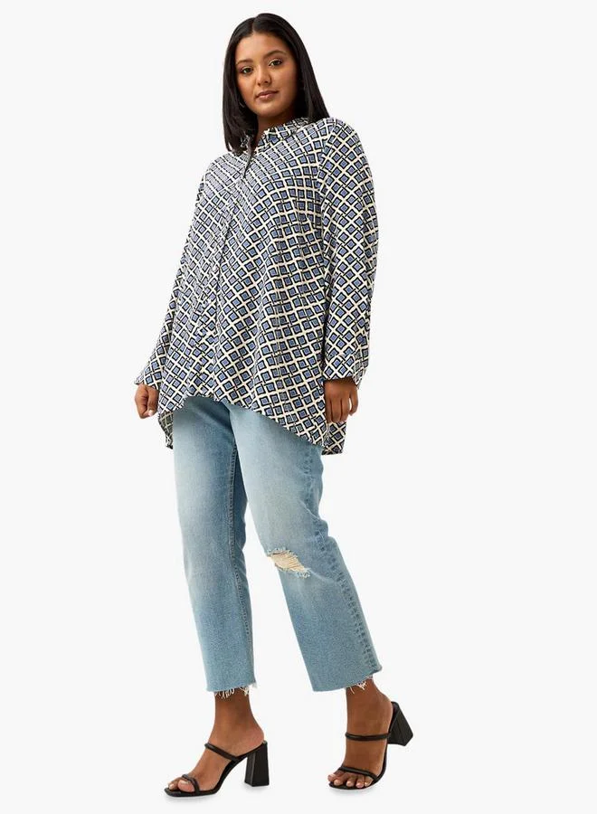 Ulla Popken Plus Size Ulla Popken All-Over Print Shirt