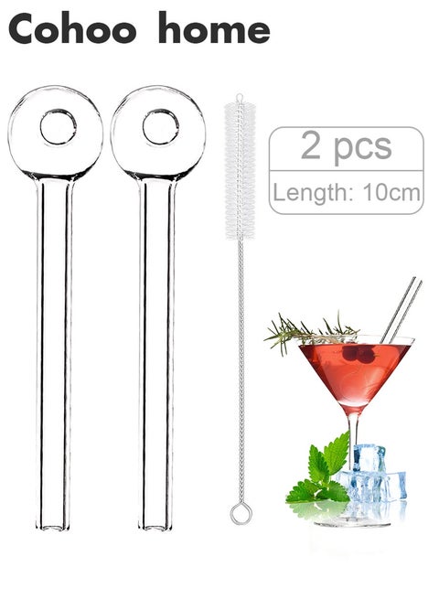 2 pcs Breakproof Glass Straws - Durable Reusable Glass Drinking Straws with 1 Cleaning Brush for Drinks Juice Herbs Smoothies，Eco-friendly Design