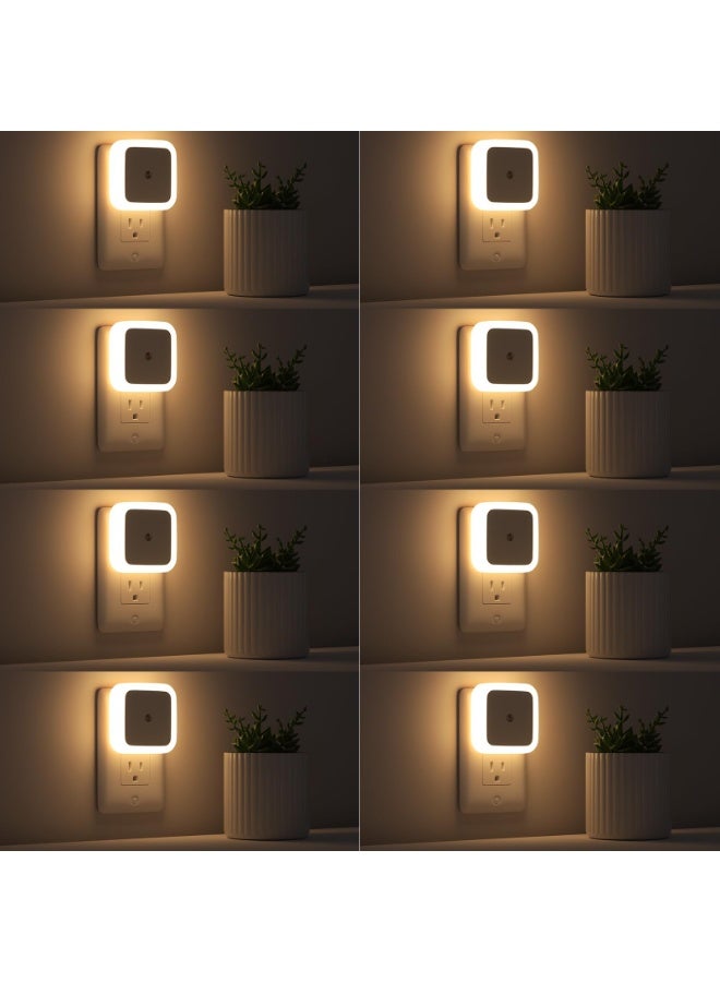 8PCS Night Light, Night Lights Plug into Wall, Plug in Night Light, Dusk to Dawn Nightlight Night Lights for Bedroom, Bathroom, Hallway Warm White - Image 1