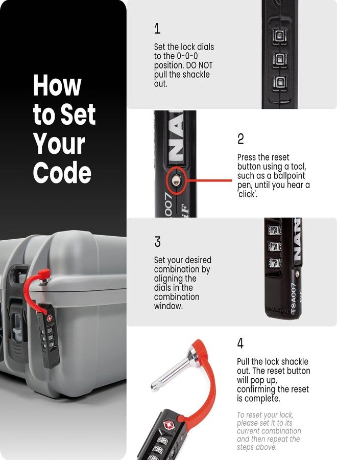 نانوك قفلان معتمدان من إدارة أمن النقل الأمريكية من نانوك - قفل متين وآمن لحقيبة السفر مع قيد فولاذي مقاوم للقطع ومقاوم للصدأ (أسود) - Image 5