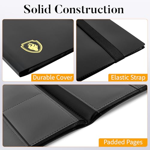 Fabmaker Heavy Duty Card Binder, Fabmaker 9 Pocket Trading Card Binder Holds 360 Cards, Sleek Side-Loading Card Album, Sturdy Card Collection Folder for TCG, MTG, Yugioh, Other Game Cards, Sport Cards, Black - Image 2