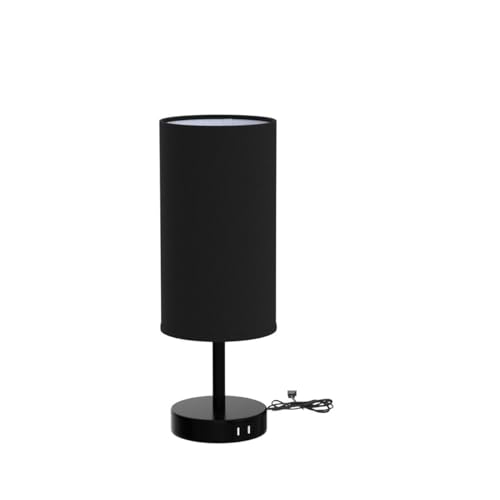 Yarra-Decor Bedside Lamp with USB Port - Touch Control Table Lamp for Bedroom 3 Way Dimmable Nightstand Lamp with Round Black Fabric Shade for Living Room, Dorm, Home Office (LED Bulb Included) - Image 4