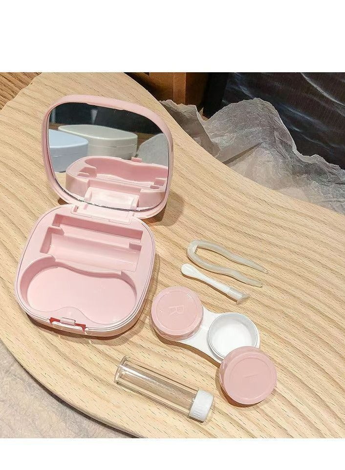 Contact Lens Case, Hard Travel Contact Lenses Box Holder Container Soak Storage Kit Cute With Mirror, Tweezers, Remover Tool Stick, Eye Contact Case Container Holder Solution for Daily Outdoor - Image 2