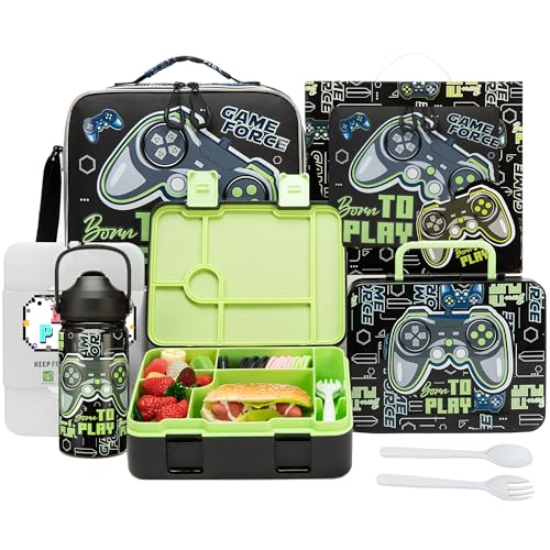 Oruiji Kids Bento Lunch Box with Insulated Lunch Bag,Stainless Steel Insulated Water Bottle,Ice Pack Set Toddler Lunch Box for Daycare Boys Back to School Season Supplies - Image 1