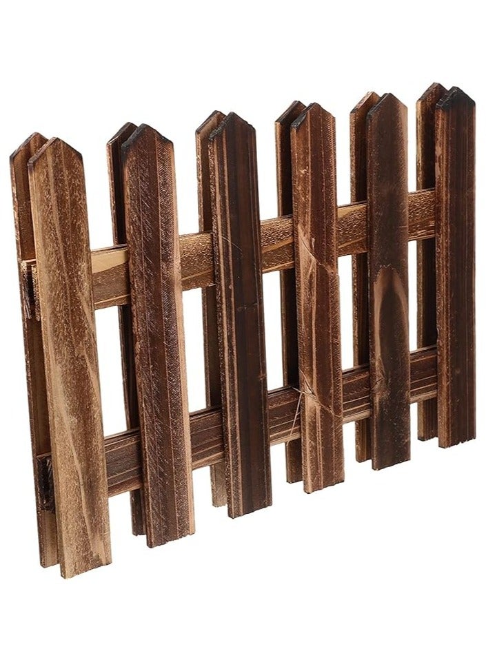 LINGWEI Wooden Picket Fence Garden Edging Bordre Brown 121x30x1cm - Image 2