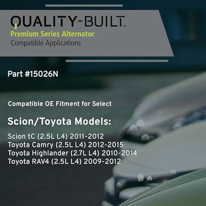 QUALITY-BUILT Premium New Alternator 15026N - OE Compatible with Select 2009-2015 Scion/Toyota (Camry,Highlander,RAV4,tC) - Image 3