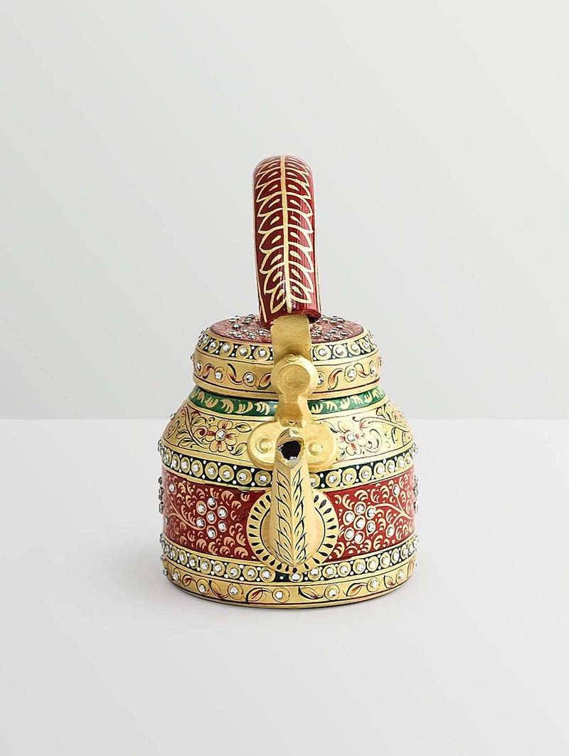 Taluka إبريق ألمنيوم ملون مزخرف مطلي يدويًا لتقديم الديكور المنزلي إبريق شاي مزخرف - Image 2