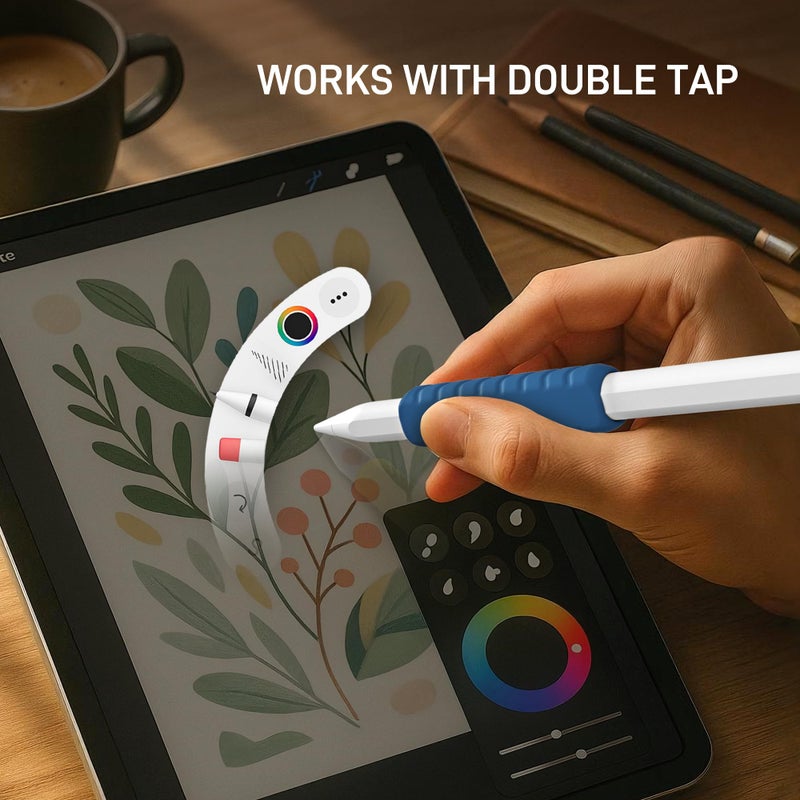ELETIUO Pencil Grip 4-Pack Silicone Sleeve Cover Compatible with Apple Pencil Pro/USB-C/2nd Gen- Ergonomic Grip Holder with 4 Textures for Writing & Drawing, Protective Case, 4 Colors - Image 5