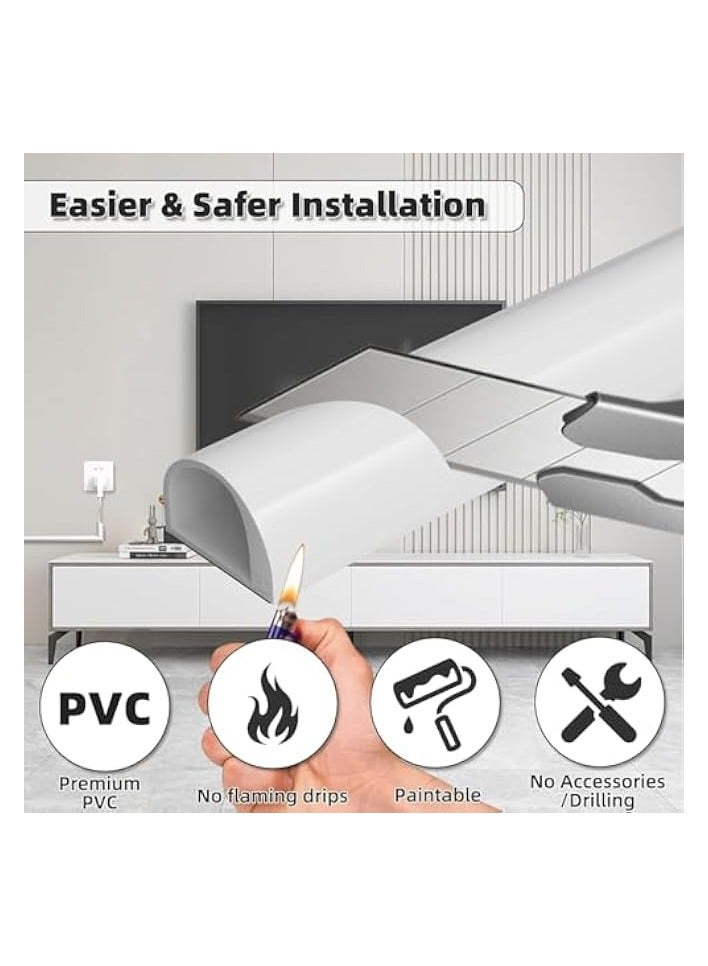 erorex Cable Hider for 1 Cords,Extension Cord Covers for Wires On Wall,Adhesive Cord Hider for Wall Mount Tv,Paintable Wire Channel for Cable Concealer,Cable Raceway Home & Office,White  - Image 3